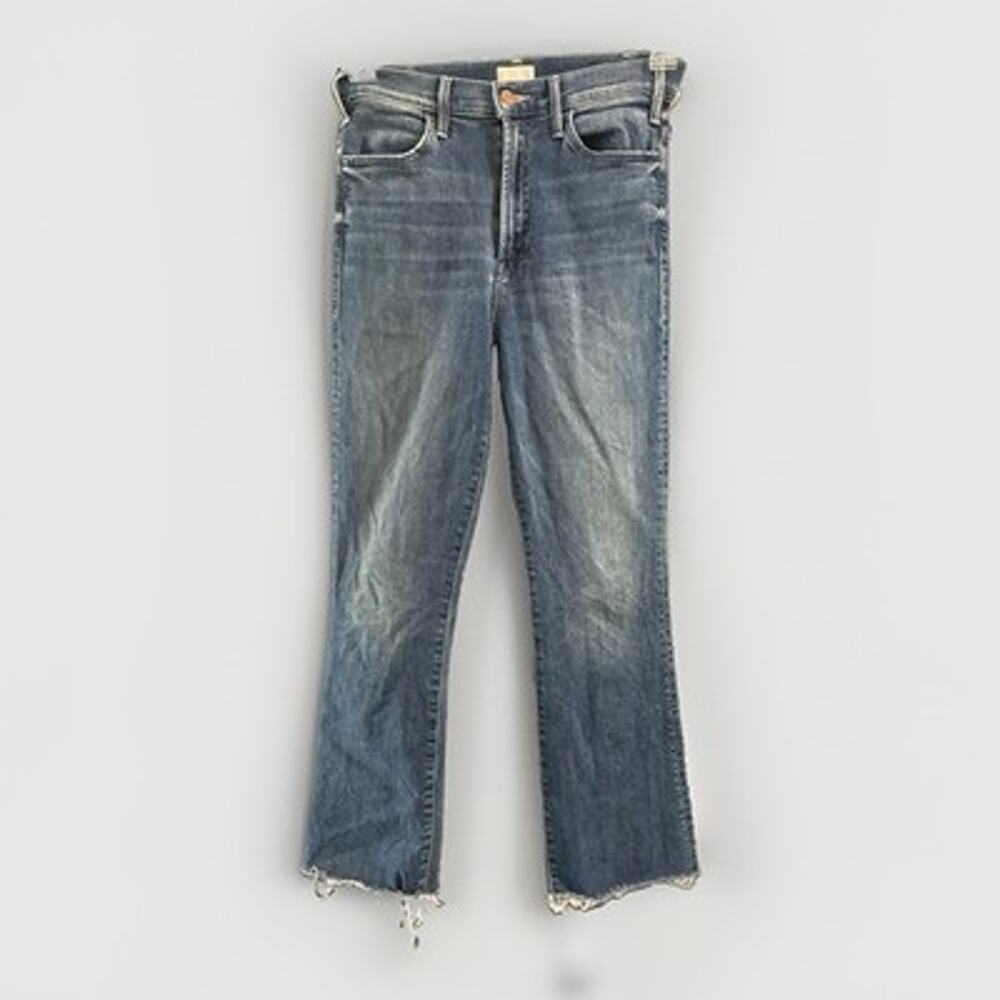 MOTHER The Hustler Ankle Fray Jeans Medium Wash Blue High Rise Stretch 27 Fall